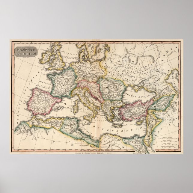 Póster Mapa de época del Imperio Romano (1815) (Frente)