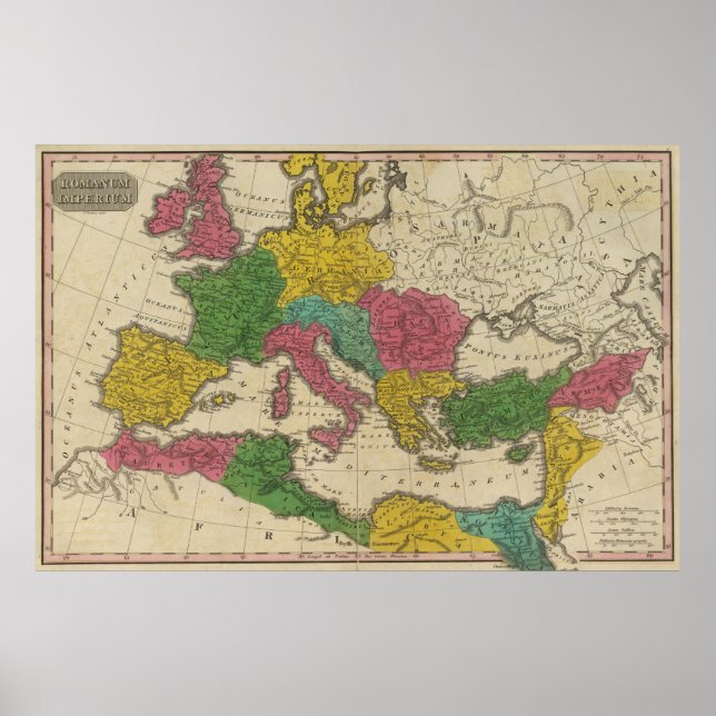 Póster Mapa de época del Imperio Romano (1831) (Frente)