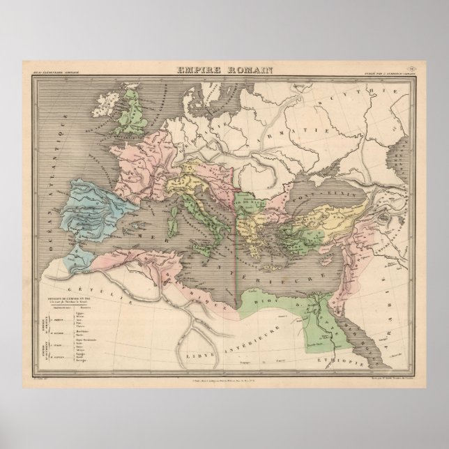 Póster Mapa de época del Imperio Romano (1838) (Frente)