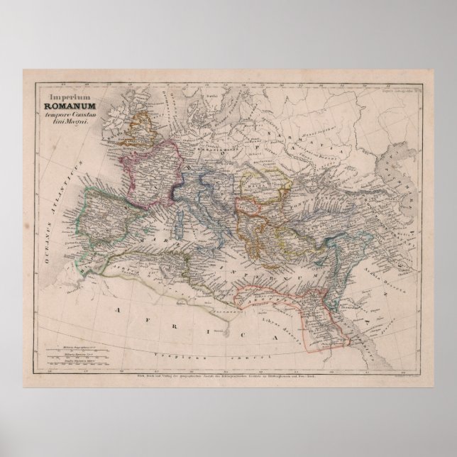 Póster Mapa de época del Imperio Romano (1852) (Frente)