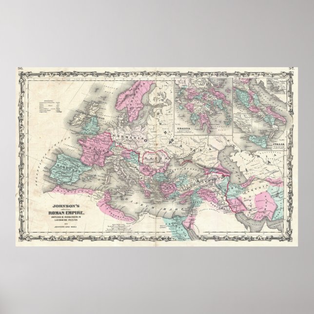 Póster Mapa de época del Imperio Romano (1862) (Frente)