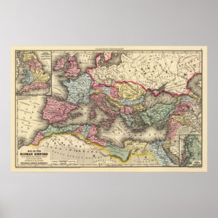 Póster Mapa de época del Imperio Romano (1873)