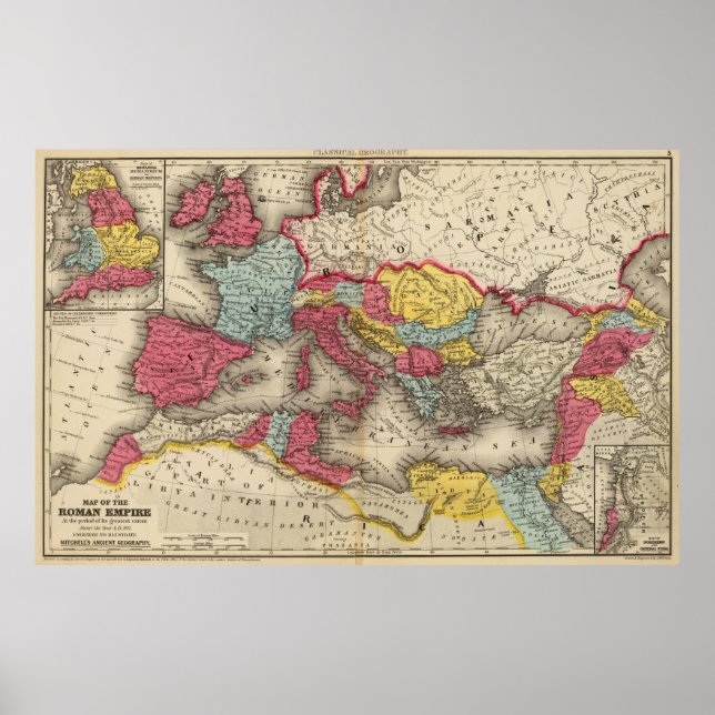 Póster Mapa de época del Imperio Romano (1875) (Frente)
