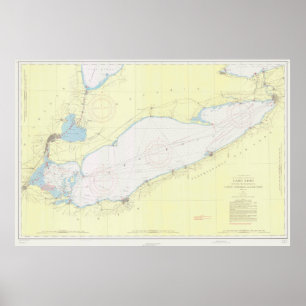 Póster Mapa de época del lago Erie (1955)