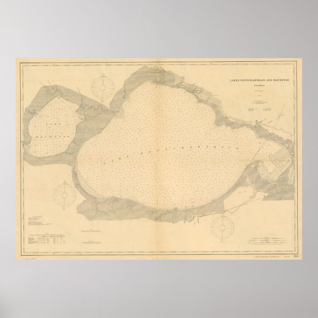 Póster Mapa de época del lago Pontchartrain (1903) (Frente)