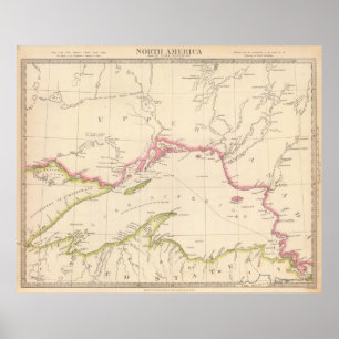 Póster Mapa de época del lago Superior (1832)