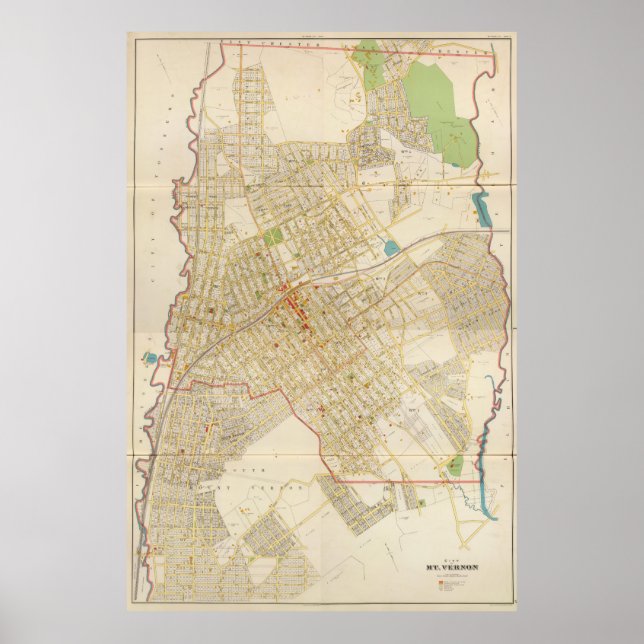 Póster Mapa de época del Monte Vernon NY (1893) (Frente)