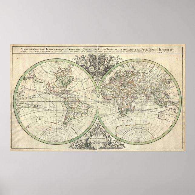 Póster Mapa de época del mundo (1691) (Frente)