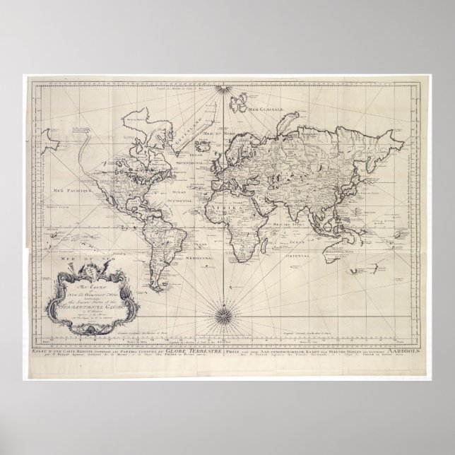 Póster Mapa de época del mundo (1750) (Frente)