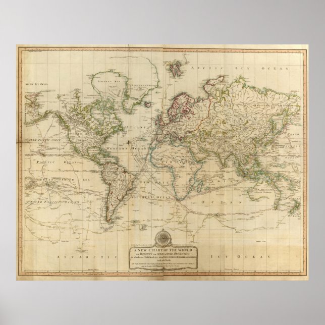 Póster Mapa de época del mundo (1800) (Frente)