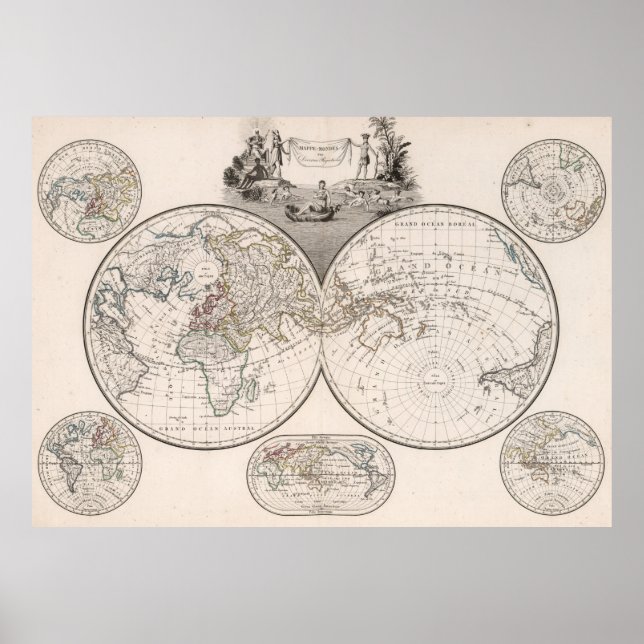 Póster Mapa de época del mundo (1812) (Frente)