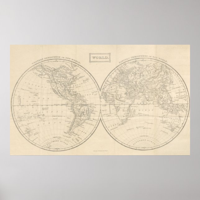 Póster Mapa de época del mundo (1857) (Frente)