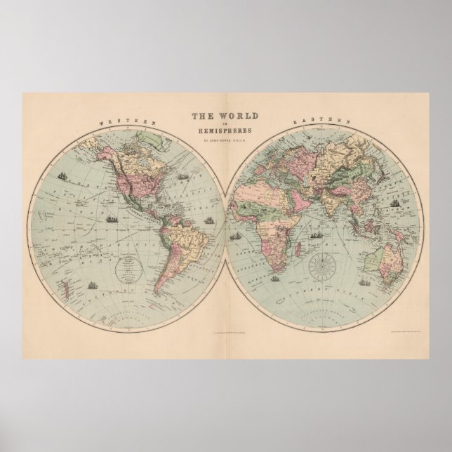 Póster Mapa de época del mundo (1873) (Frente)