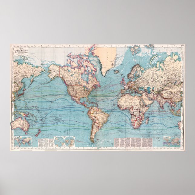 Póster Mapa de época del mundo (1897) (Frente)