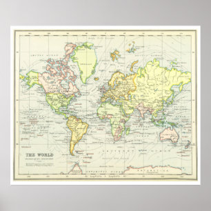 Póster Mapa de época del mundo (1899)
