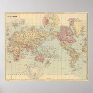 Póster Mapa de época del mundo (1901)