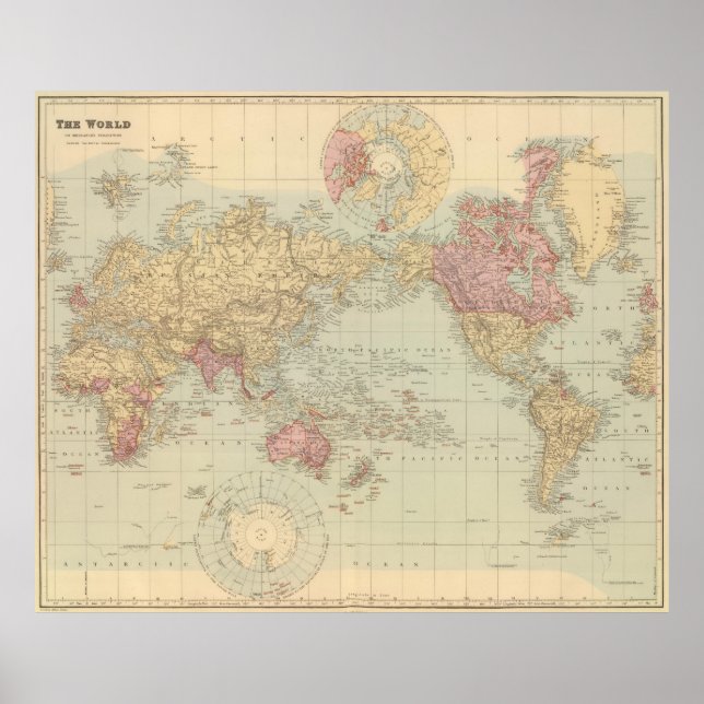 Póster Mapa de época del mundo (1901) (Frente)
