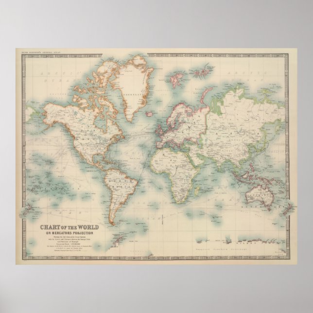 Póster Mapa de época del mundo (1911) (Frente)