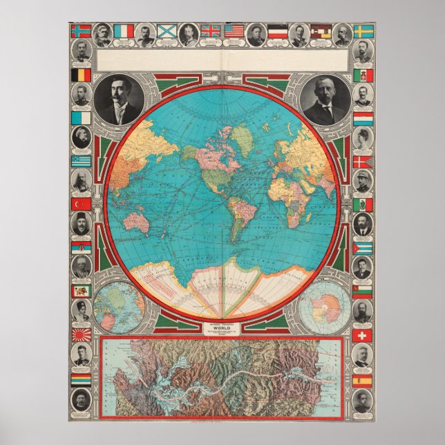 Póster Mapa de época del mundo (1913) (Frente)