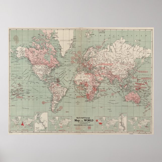 Póster Mapa de época del mundo (1918) (Frente)