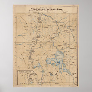 Póster Mapa de época del Parque Nacional Yellowstone (188