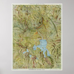 Póster Mapa de época del Parque Nacional Yellowstone (189