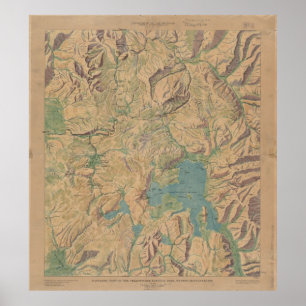 Póster Mapa de época del Parque Nacional Yellowstone (191