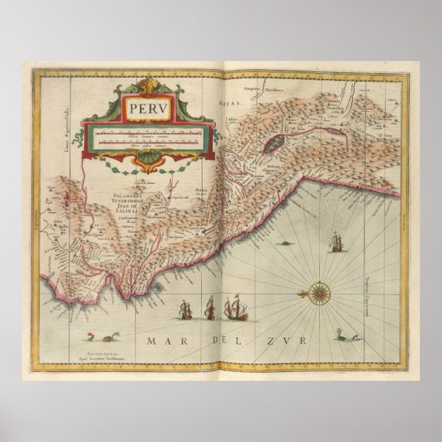 Póster Mapa de época del Perú (1638) (Frente)