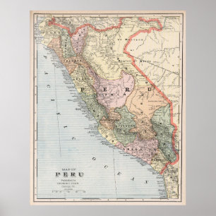 Póster Mapa de época del Perú (1901)