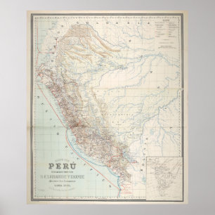 Póster Mapa de época del Perú (1903)