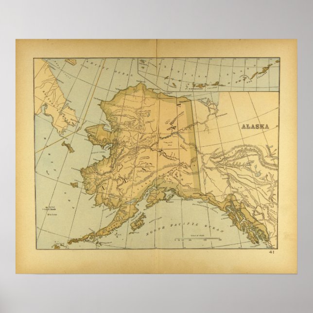 Póster Mapa de época del Poster de Alaska (1894) (Frente)