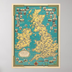 Póster Mapa de época del Poster de Gran Bretaña