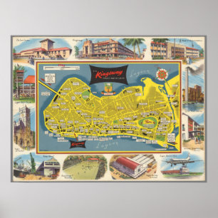 Póster Mapa de época del Poster de la laguna de Kingsway