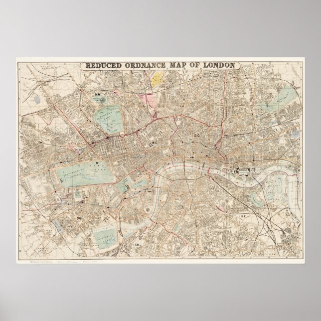 Póster Mapa de época del Poster de Londres (Frente)
