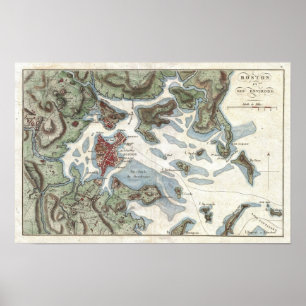 Póster Mapa de época del puerto de Boston (1807)