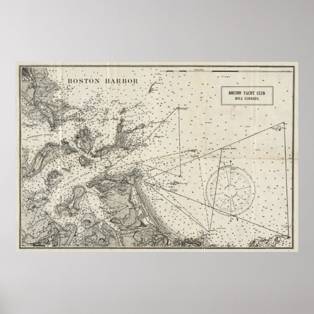 Póster Mapa de época del puerto de Boston (1903) (Frente)