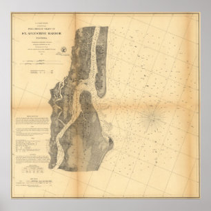 Póster Mapa de época del puerto de San Agustín (1862)