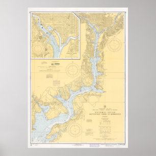 Póster Mapa de época del río Potomac (1968)