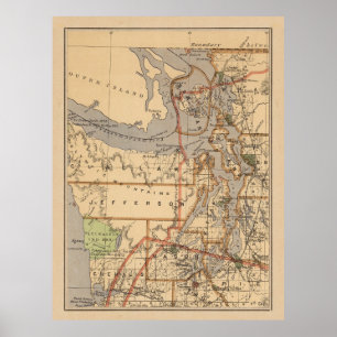 Póster Mapa de época del sonido del puget (1876)