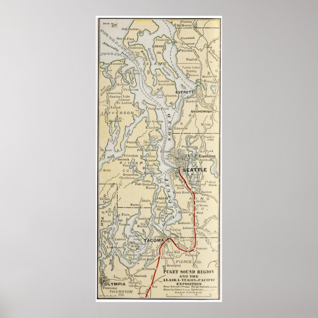 Póster Mapa de época del sonido del Puget (1909) (Frente)
