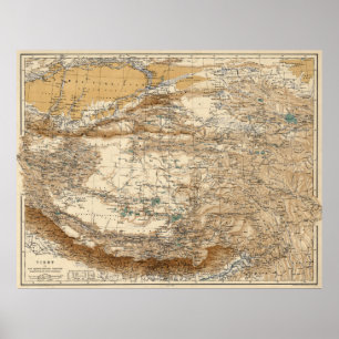 Póster Mapa de época del Tíbet (1906)