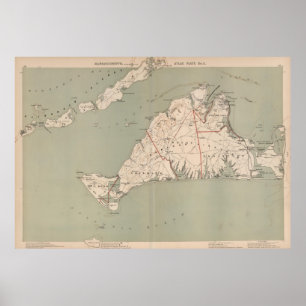 Póster Mapa de época del viñedo de Martha (1891)