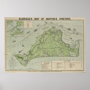 Póster Mapa de época del viñedo de Martha (1913)