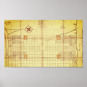 Póster Mapa de época, distribución original - Filadelfia