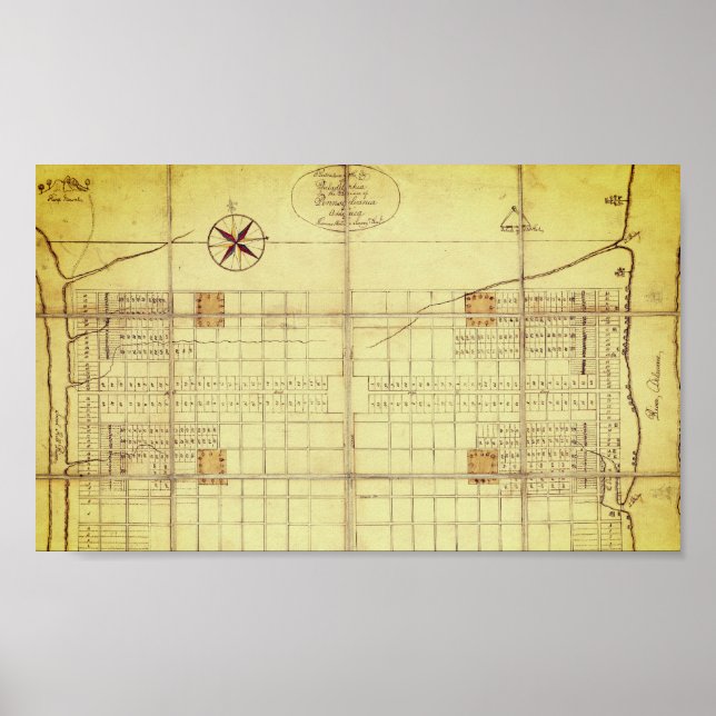 Póster Mapa de época, distribución original - Filadelfia  (Frente)