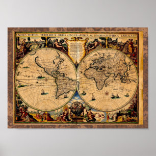 Póster Mapa de época Nova totius terrarum 1625
