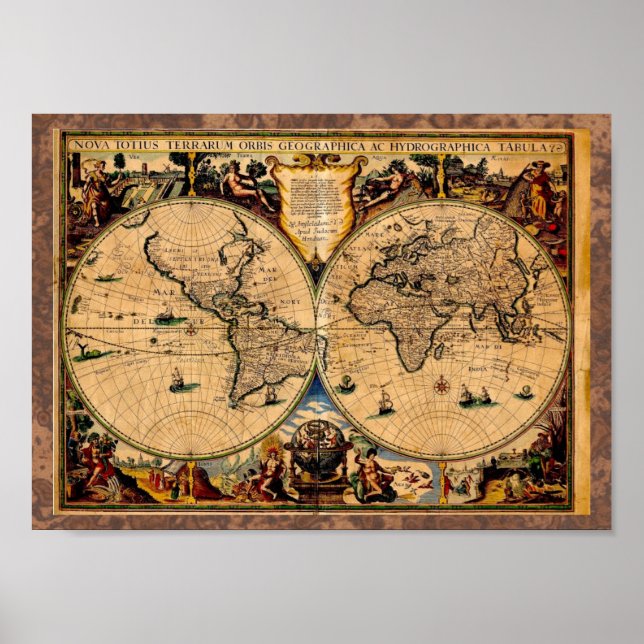 Póster Mapa de época Nova totius terrarum 1625 (Frente)