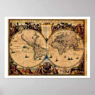Póster Mapa de época Nova totius terrarum 1625