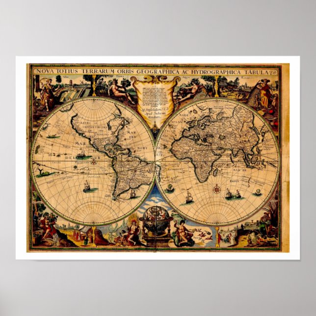 Póster Mapa de época Nova totius terrarum 1625 (Frente)