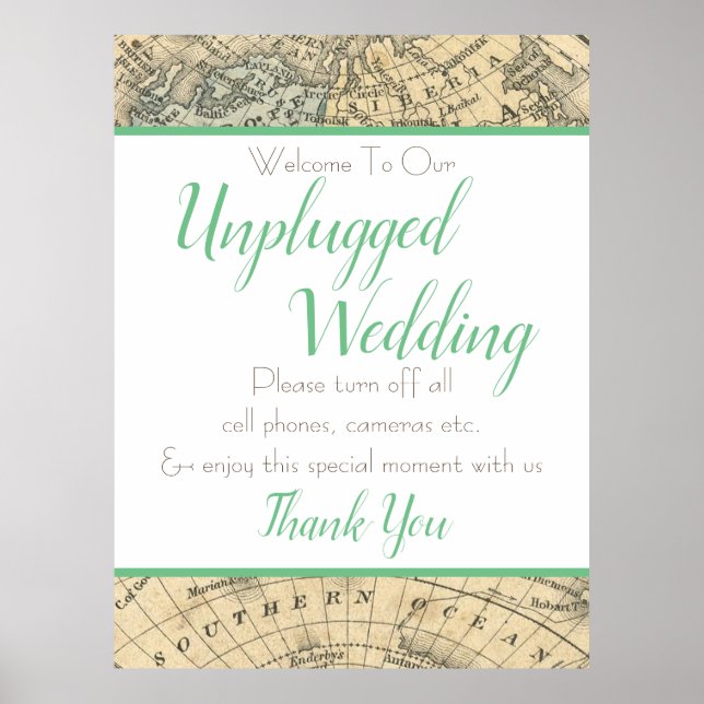 Póster Mapa de época Rótulo Boda desenchufado (extra gran (Frente)